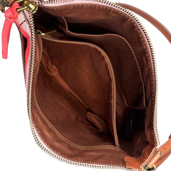 Fossil Leather Crossbody Hand Bag Multicolor Stripe Boho Retro Purse Y2K Rainbow - Picture 7 of 16